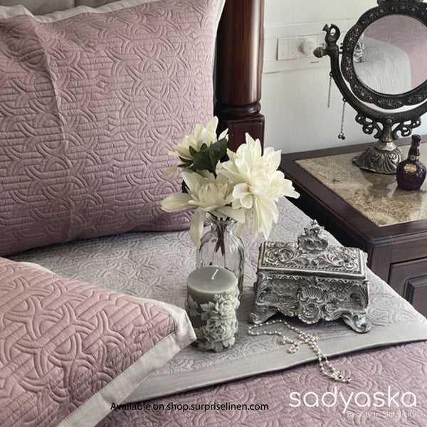 Sadyaska - Connoisseurs Collection Moderne Bed Cover Set (Rose and Sandstone Grey)