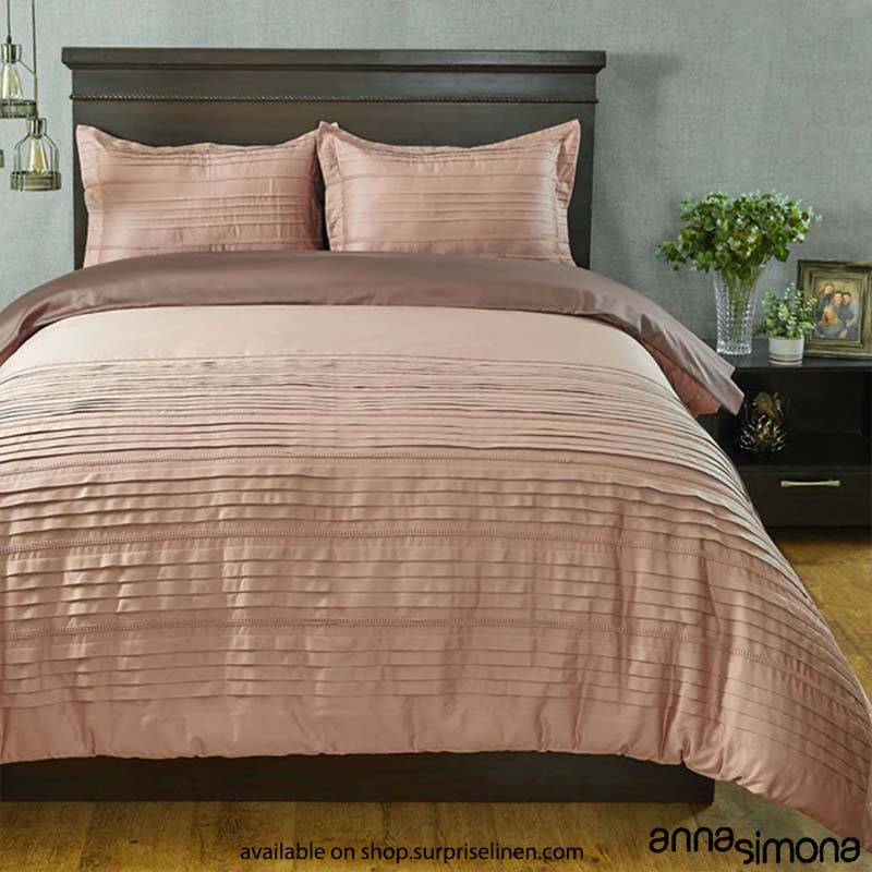 Anna Simona - Virtue 4 Pcs Fine Cotton Satin Duvet Ensemble (Nude Pink)