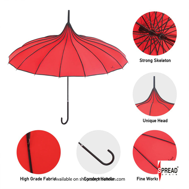 Spread Spain - Pagoda Shaped Long Umbrella (Red)