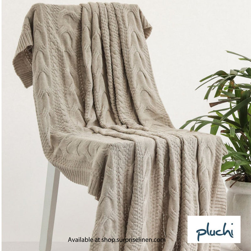 Pluchi - Classical Knitted Throw For Round The Year Use / AC Use (Ivory)