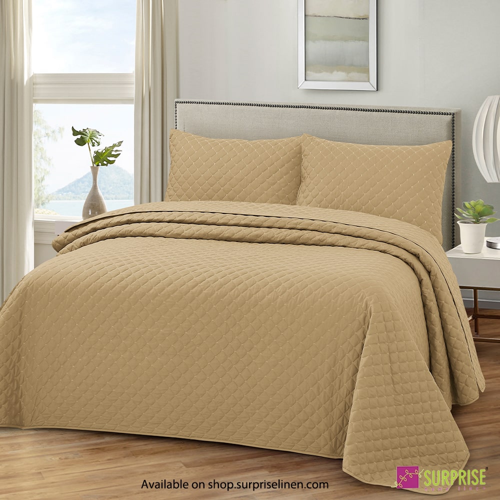 Surprise Home - Everyday Essentials Premium Quilted Swiss 3 Pcs Bedcover Set (New Wheat)