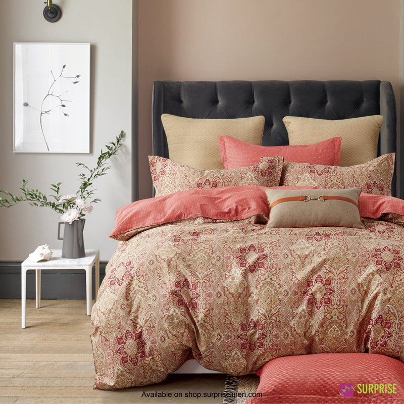 Luxury Essentials By Surprise Home - Doublez Collection 5 Pcs Super King Size Bedsheet Set in 300 TC Cotton Fabric (Kalamkari Pink)