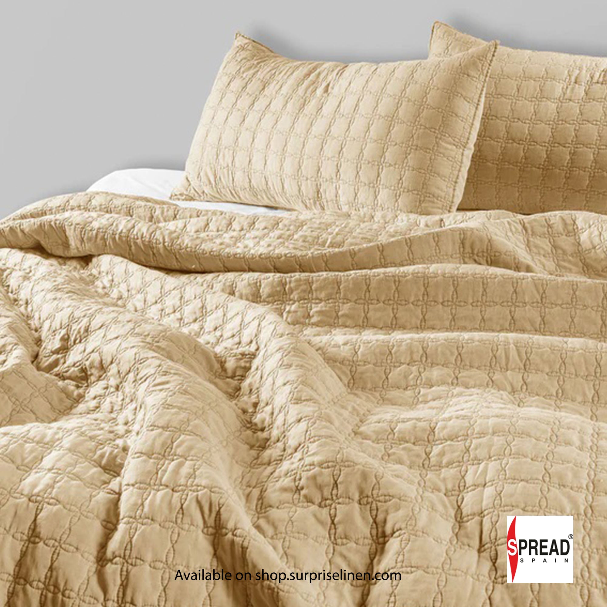 Spread Spain - Coastal 100% Stonewashed Cotton Bedcover Set (Ginger Sand)