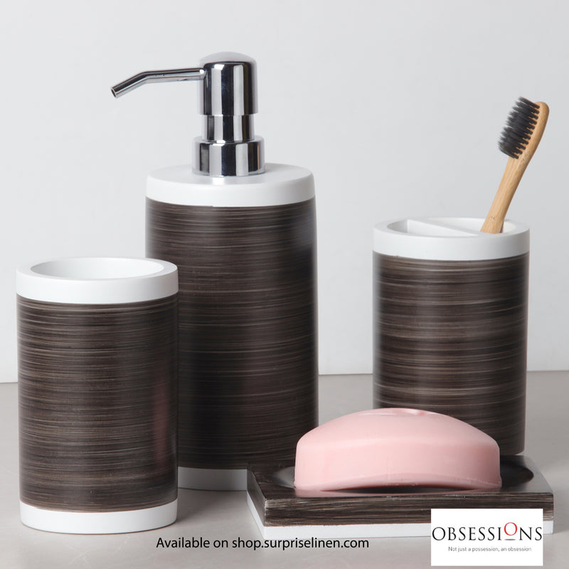 Obsessions - Alvina Collection Luxury Bathroom Accessory Set (Wood Brown)