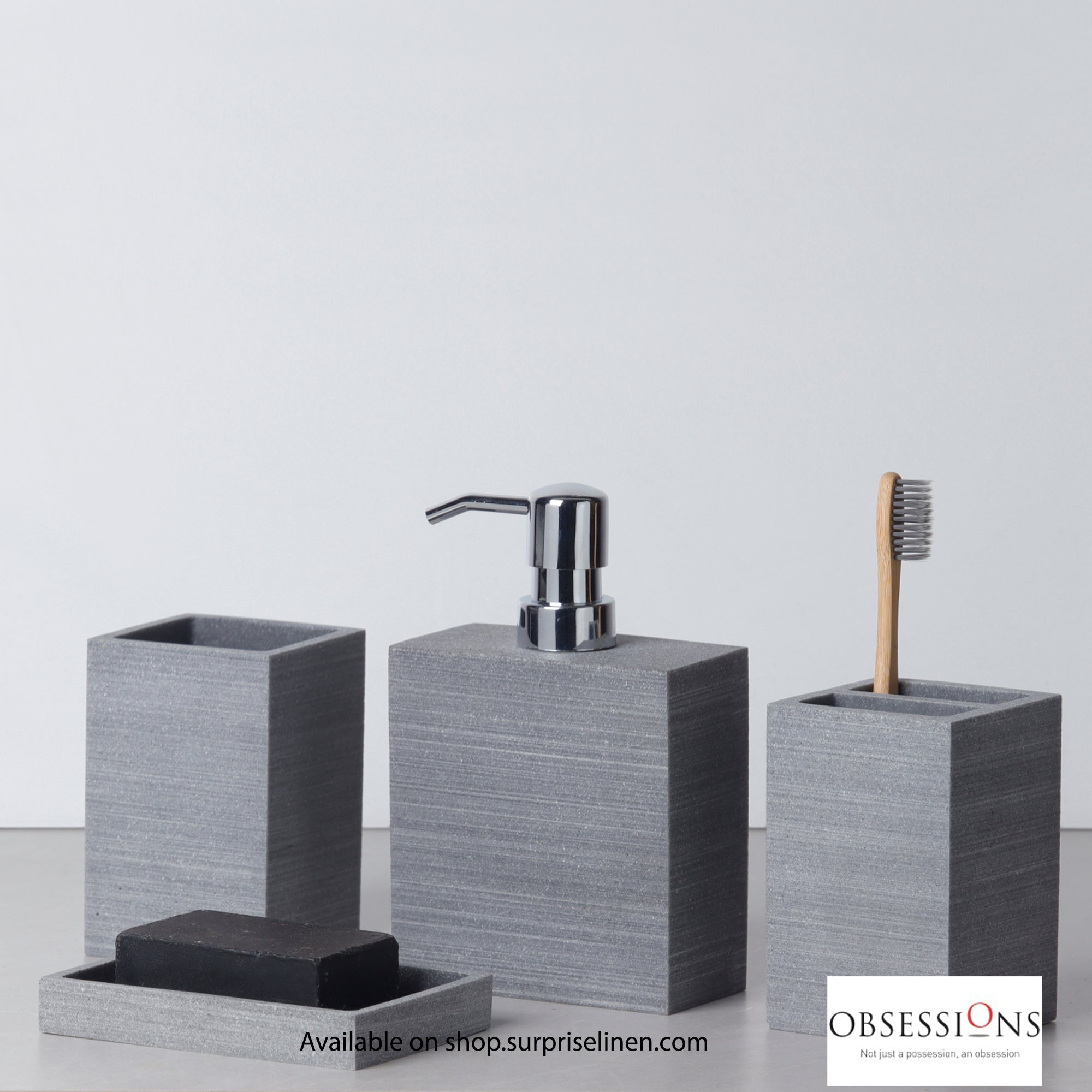 Obsessions - Alvina Collection Luxury Bathroom Accessory Set (Ash Grey)