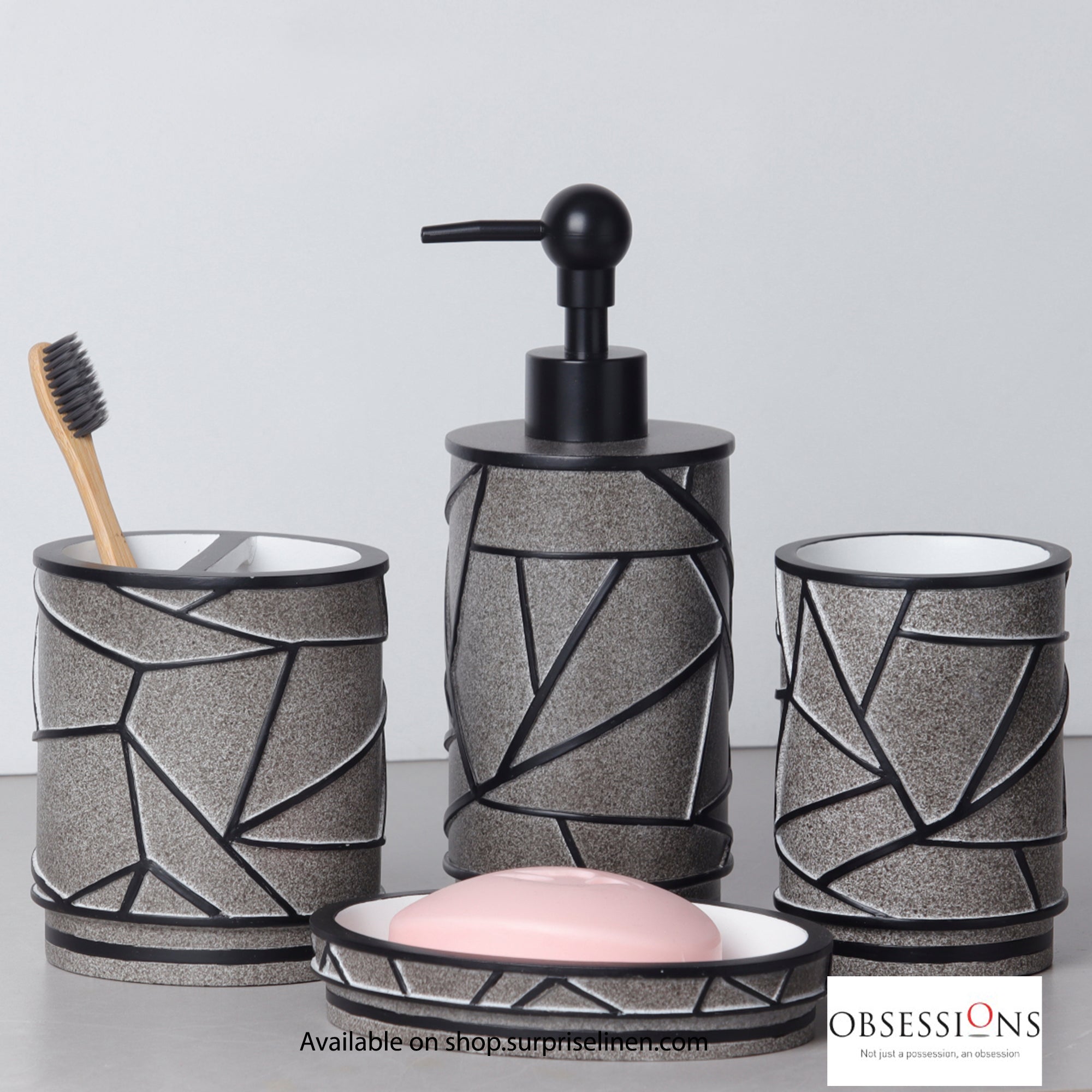 Obsessions - Alvina Collection Luxury Bathroom Accessory Set (Black)