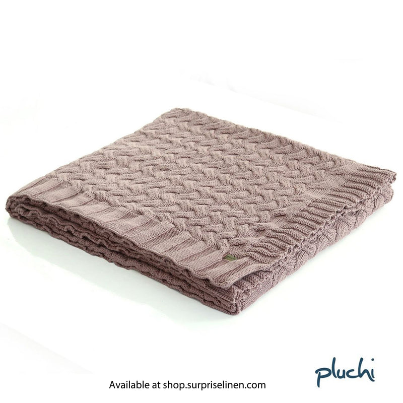 Pluchi - Criss Cross Cotton Knitted Throw /Blanket  For Round The Year Use (Pewter)