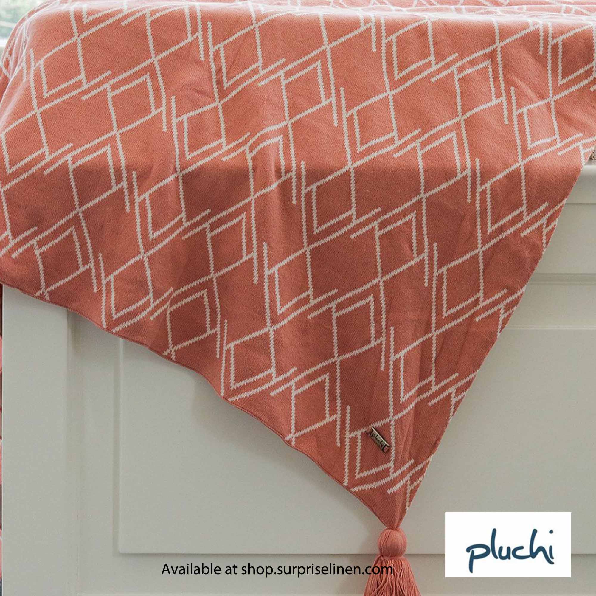 Pluchi - Gianna Cotton Knitted Throw /Blanket / Dohar For Round The Year Use (Dusty Coral)