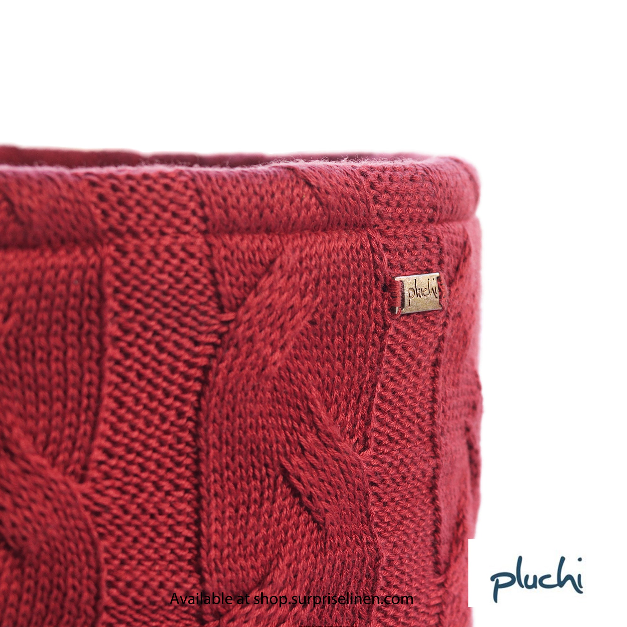 Pluchi - Popcorn Cotton Knitted Storage Basket (Marsala)