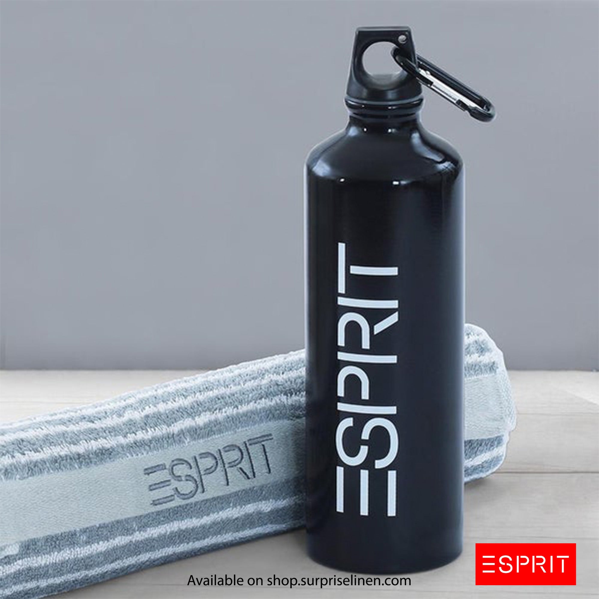 Esprit - Gym Set with Towel & Metal Sipper Bottle (Black)