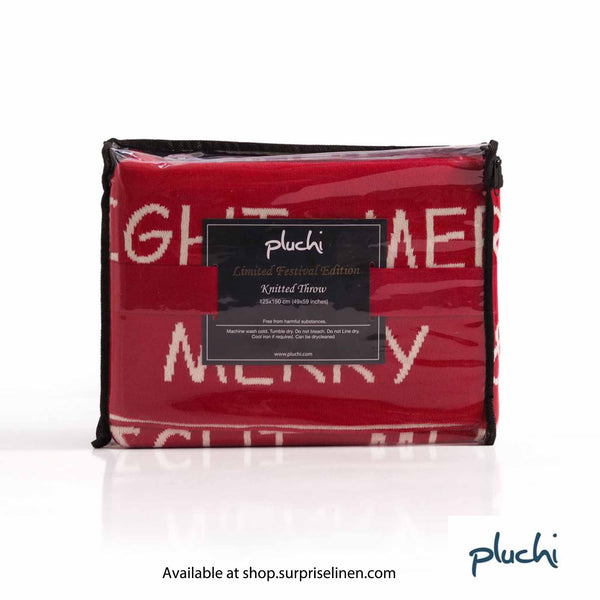 Pluchi - Merry & Bright 100% Cotton Knitted All Season AC Throw Blanket (Red)