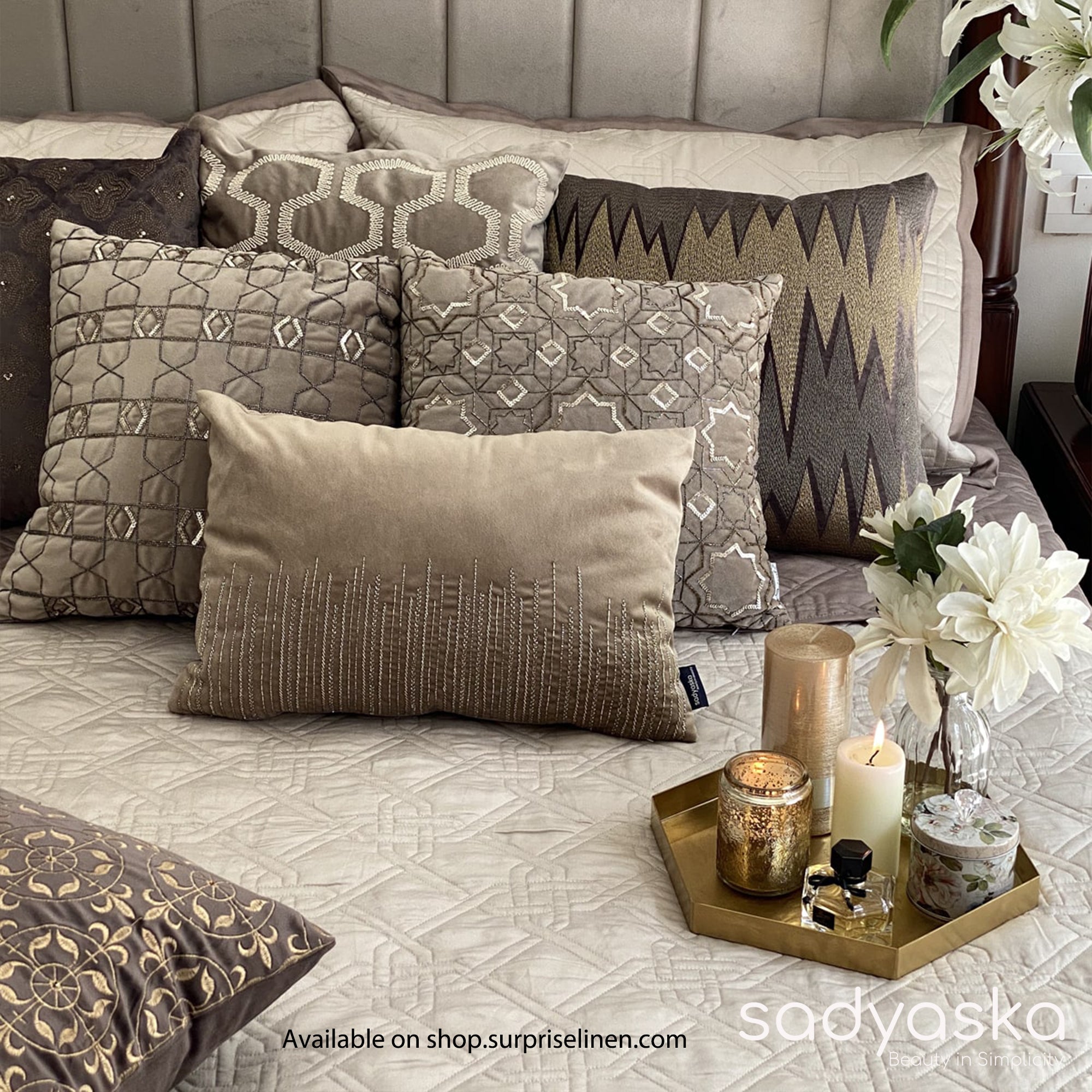 Sadyaska - Prime Collection Gizmo Bed Cover Set (Beige & Taupe)