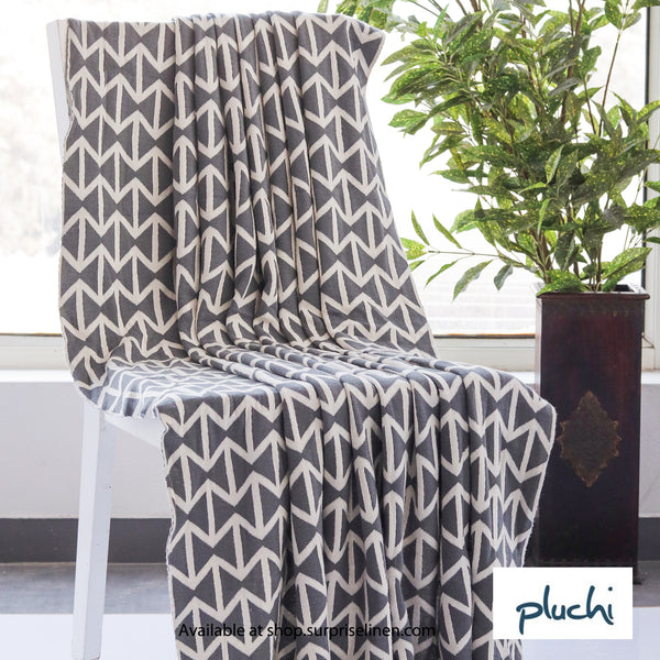 Pluchi - Beatrice 100% Cotton Knitted All Season AC Throw Blanket (Dark Grey)