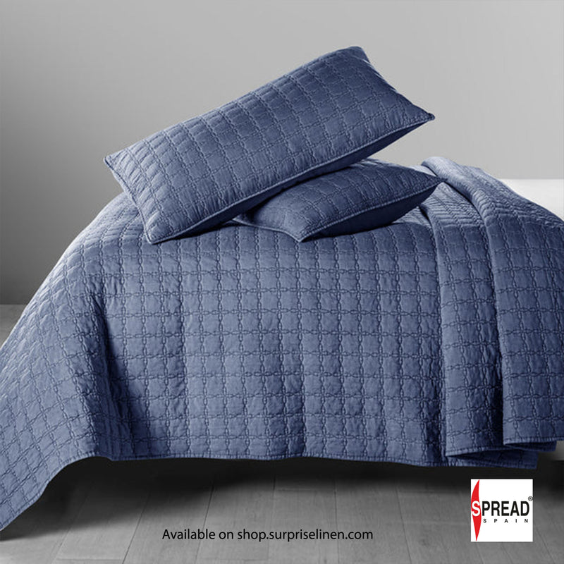 Spread Spain - Coastal 100% Stonewashed Cotton Bedcover Set (Indigo Blue)