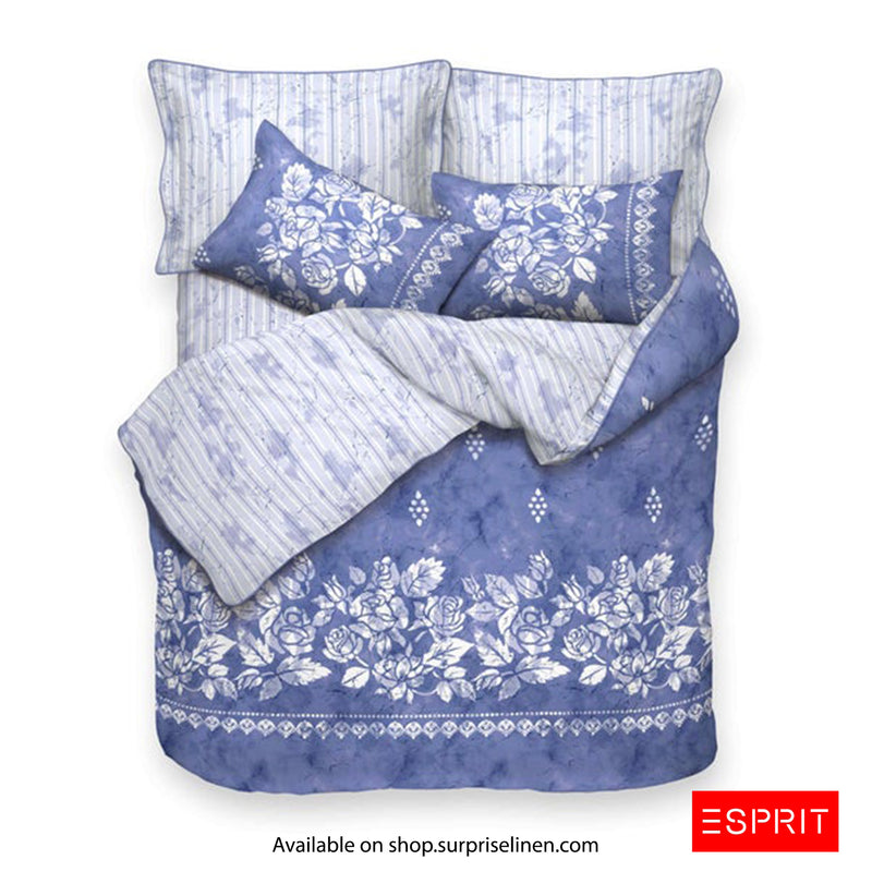 Esprit - Cotton Satin Printed Light Weight Winter Quilt (Floral Blue)