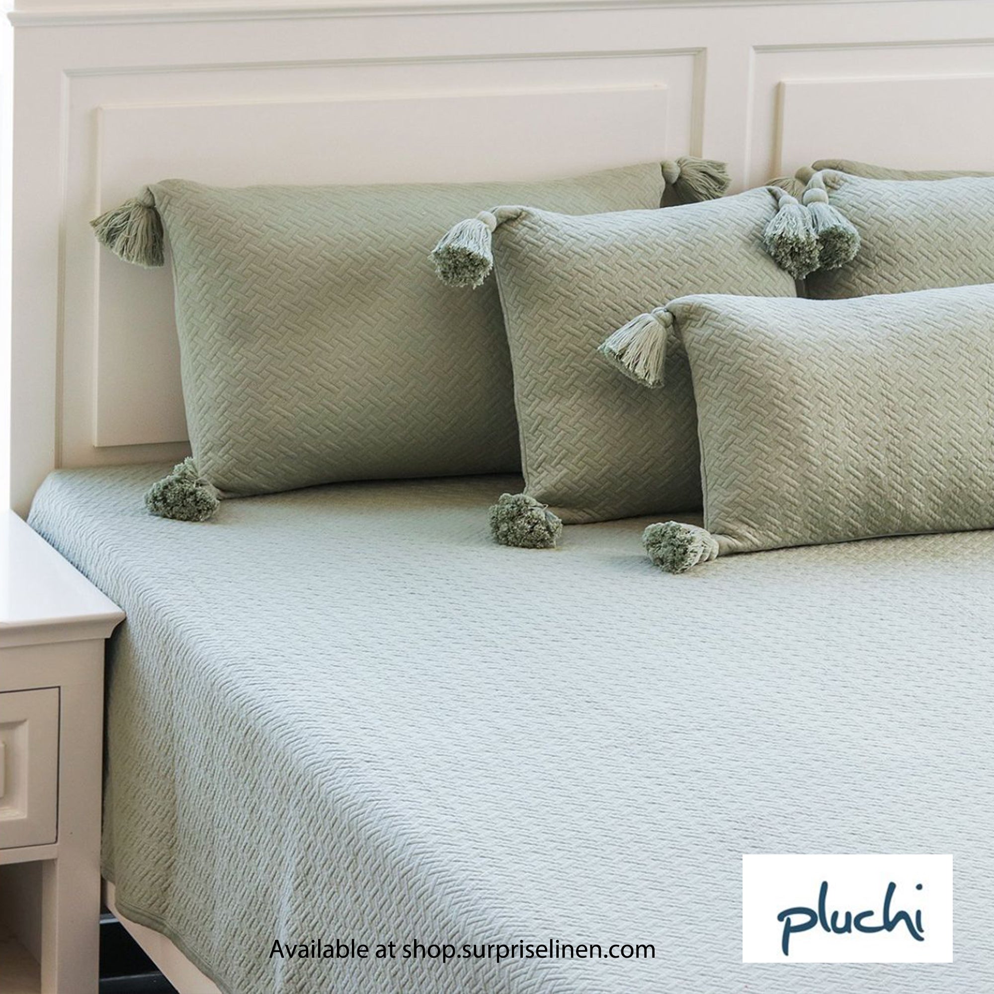 Pluchi - Taylor Cotton Knitted 6 Pcs Bedcover Set (Pistachio Green)