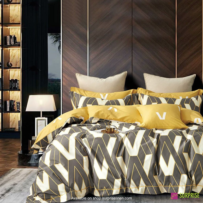 Luxury Essentials By Surprise Home Exclusive Calme Collection 5 Pcs Super King Size Bedsheet Set in 350 TC Premium Cotton (Rhombi Grey)