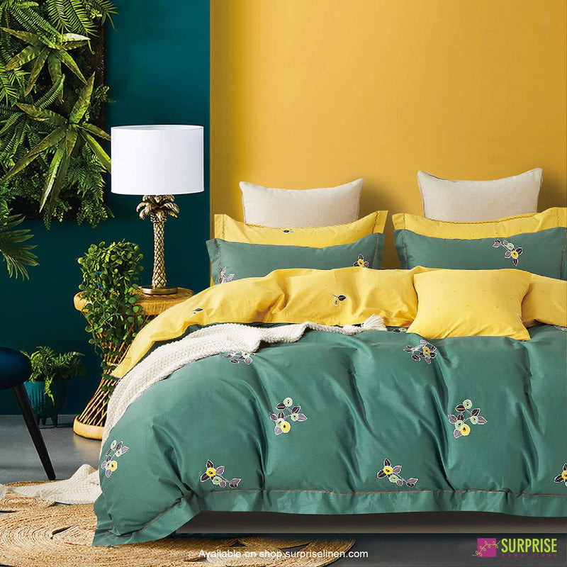 Luxury Essentials By Surprise Home Exclusive Calme Collection 5 Pcs Super King Size Bedsheet Set in 350 TC Premium Cotton (Teal Blossoms)
