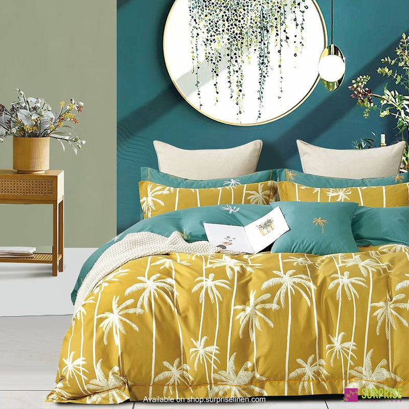 Luxury Essentials By Surprise Home Exclusive Calme Collection 5 Pcs Super King Size Bedsheet Set in 350 TC Premium Cotton (Straw Palm)