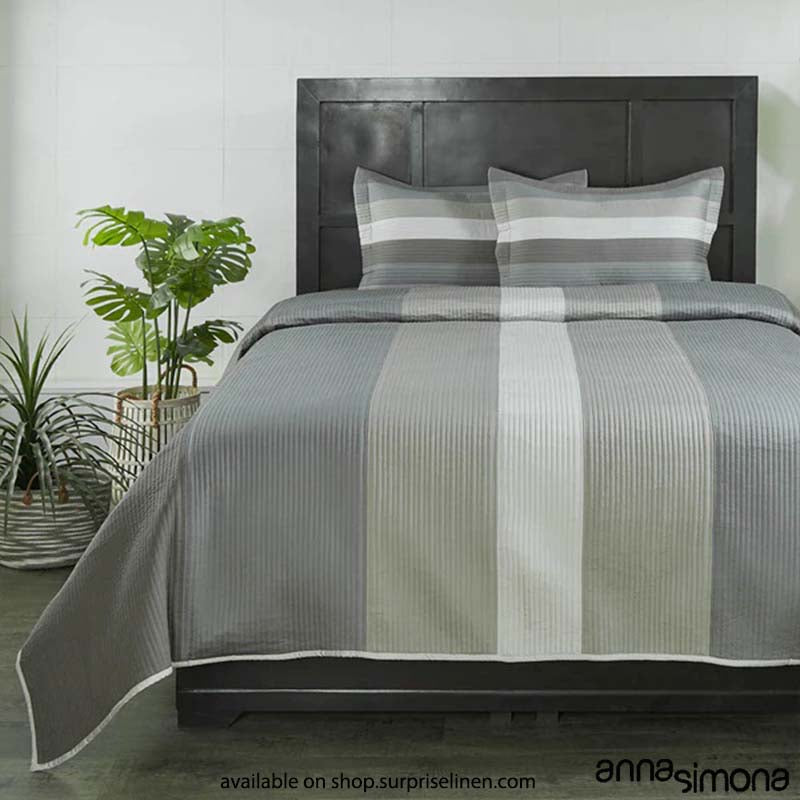 Anna Simona - Citadel 3 Pcs 400 TC Fine Cotton Satin Bed Cover Set (Grey)