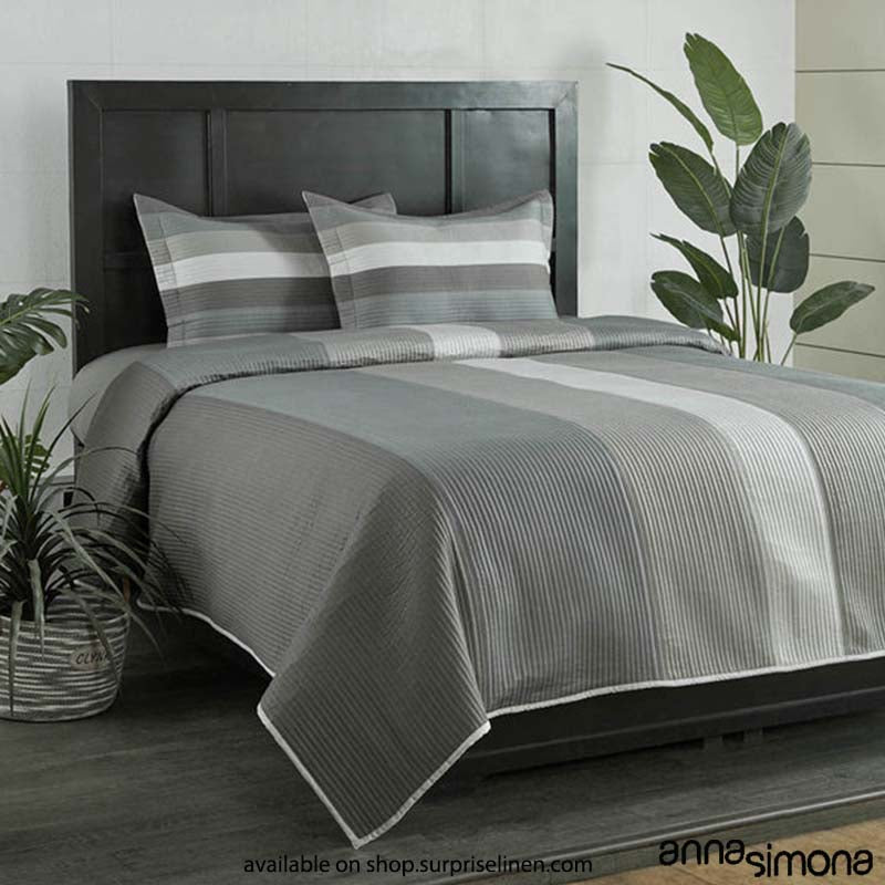 Anna Simona - Citadel 3 Pcs 400 TC Fine Cotton Satin Bed Cover Set (Grey)