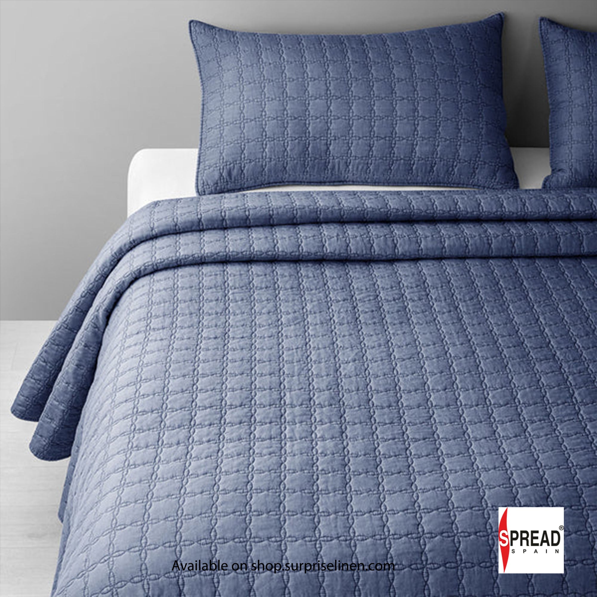 Spread Spain - Coastal 100% Stonewashed Cotton Bedcover Set (Indigo Blue)