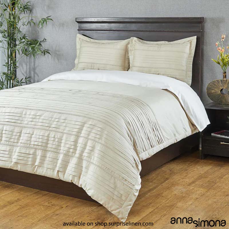 Anna Simona - Virtue 4 Pcs Fine Cotton Satin Duvet Ensemble (Off White)