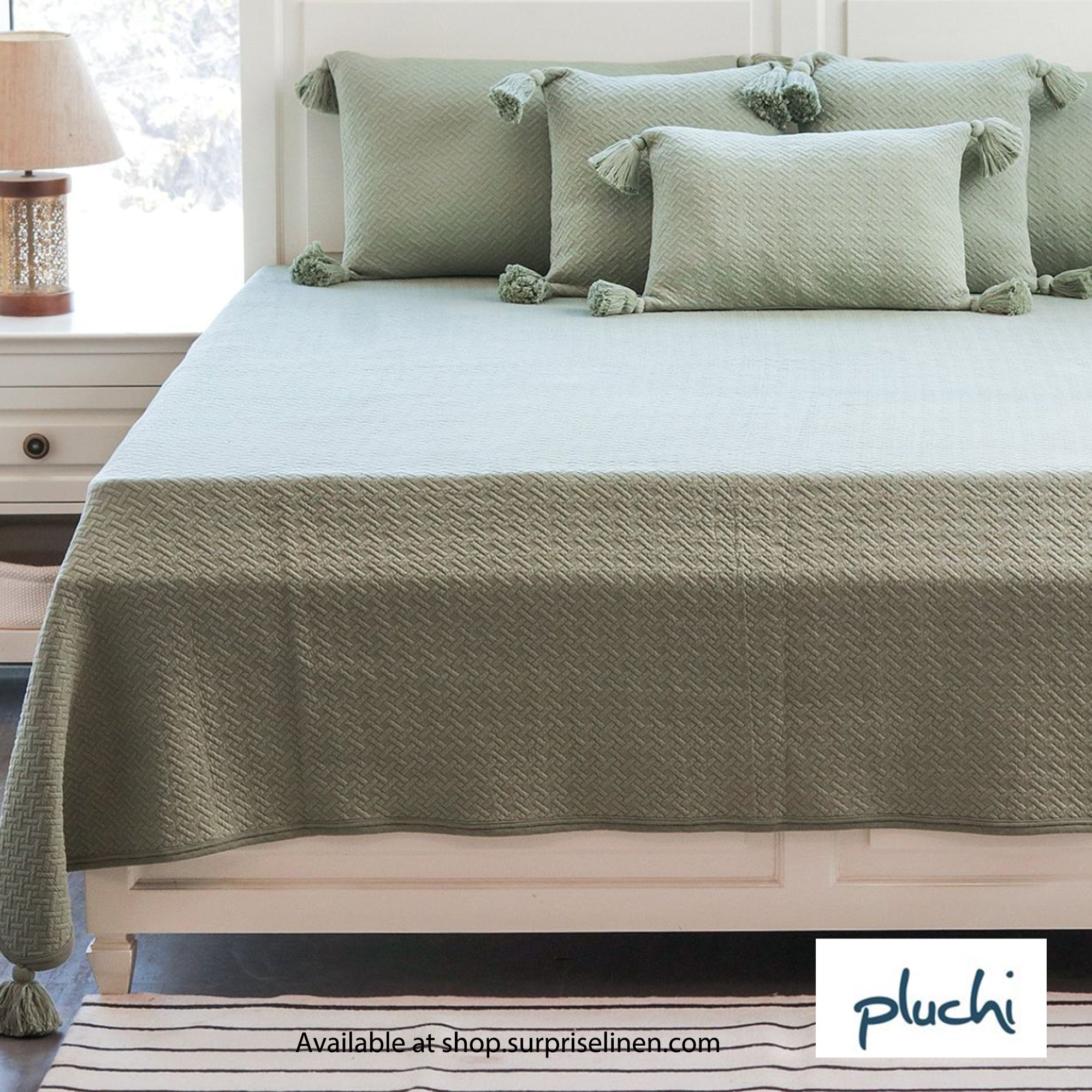 Pluchi - Taylor Cotton Knitted 6 Pcs Bedcover Set (Pistachio Green)