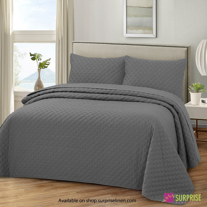 Surprise Home - Everyday Essentials Premium Quilted Swiss 3 Pcs Bedcover Set (Smoked Pearl)