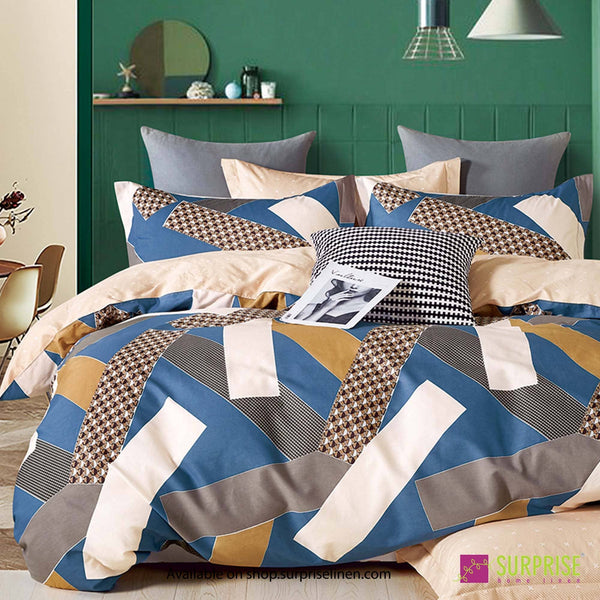 Bedeck Collection by Surprise Home - Queen Size 3 Pcs Bedsheet Set (Blue & Grey)