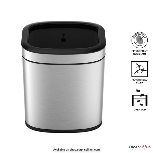 Obsessions - Eko Oli Cube Open Top Bin 6 Litres Dustbin (Metalic)