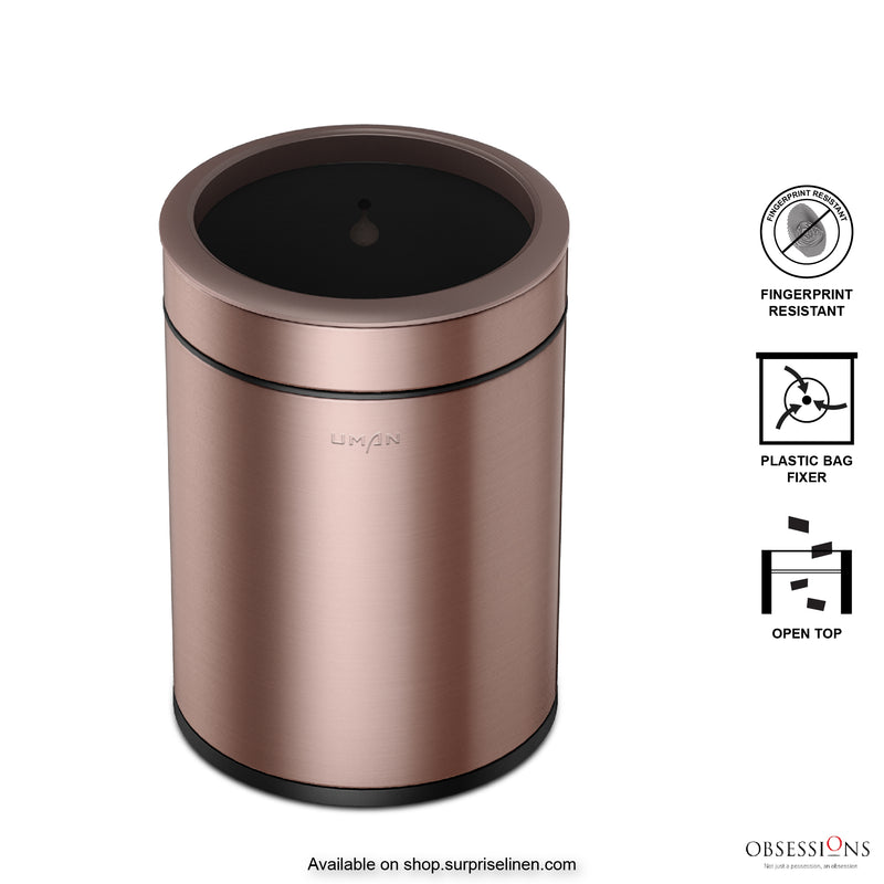 Obsessions - Eko Round Open Top 8 Litres Dustbin (Rose Gold)