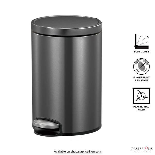 Obsessions - Eko Artistic Step Bin 5 Litres Dustbin (Charcoal)