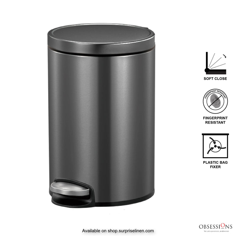 Obsessions - Eko Artistic Step Bin 5 Litres Dustbin (Charcoal)