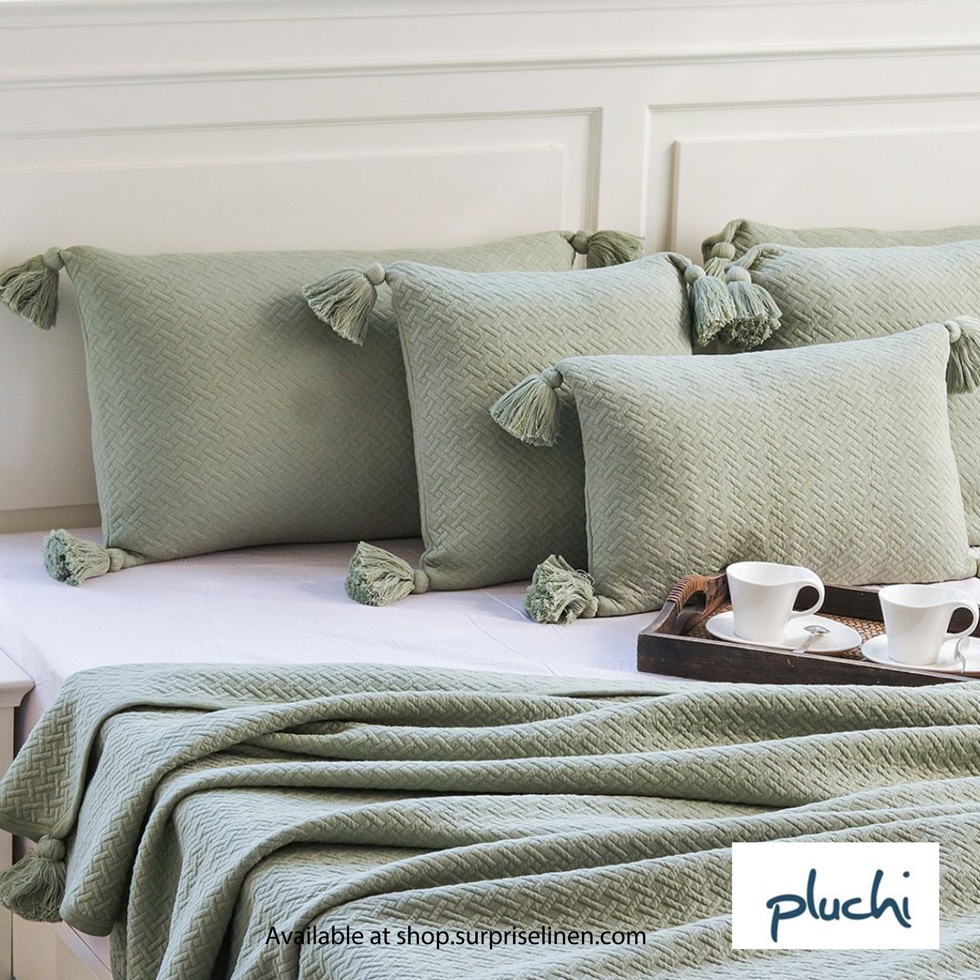 Pluchi - Taylor Cotton Knitted 6 Pcs Bedcover Set (Pistachio Green)