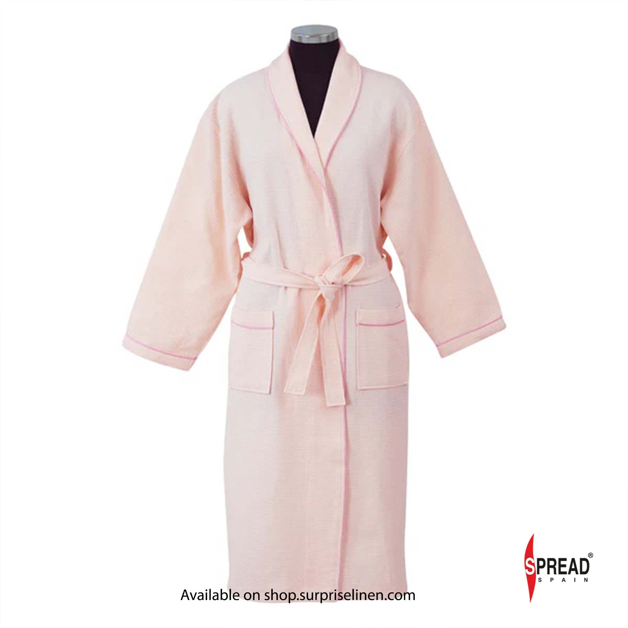 Spread Spain - Unisex Cotton Waffle Bathrobe (Peach)