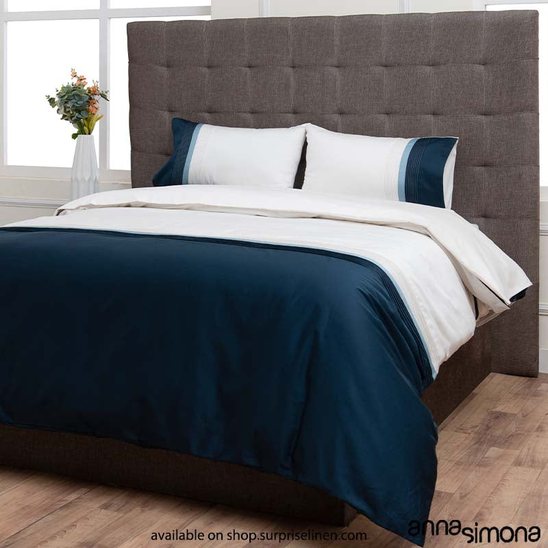 Anna Simona - Karen 4 Pcs Fine Cotton Satin Duvet Ensemble (Blue)