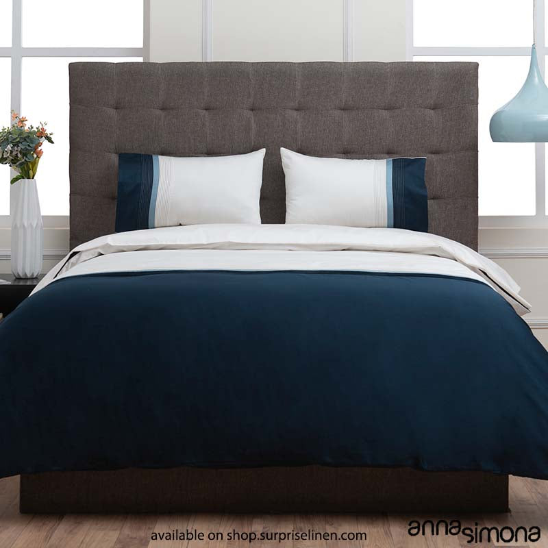 Anna Simona - Karen 4 Pcs Fine Cotton Satin Duvet Ensemble (Blue)