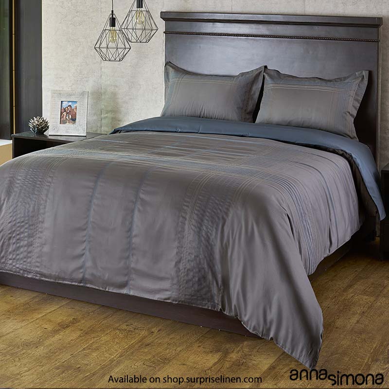 Anna Simona - Monte Carlo 4 Pcs Fine Cotton Satin Duvet Ensemble (Charcoal)