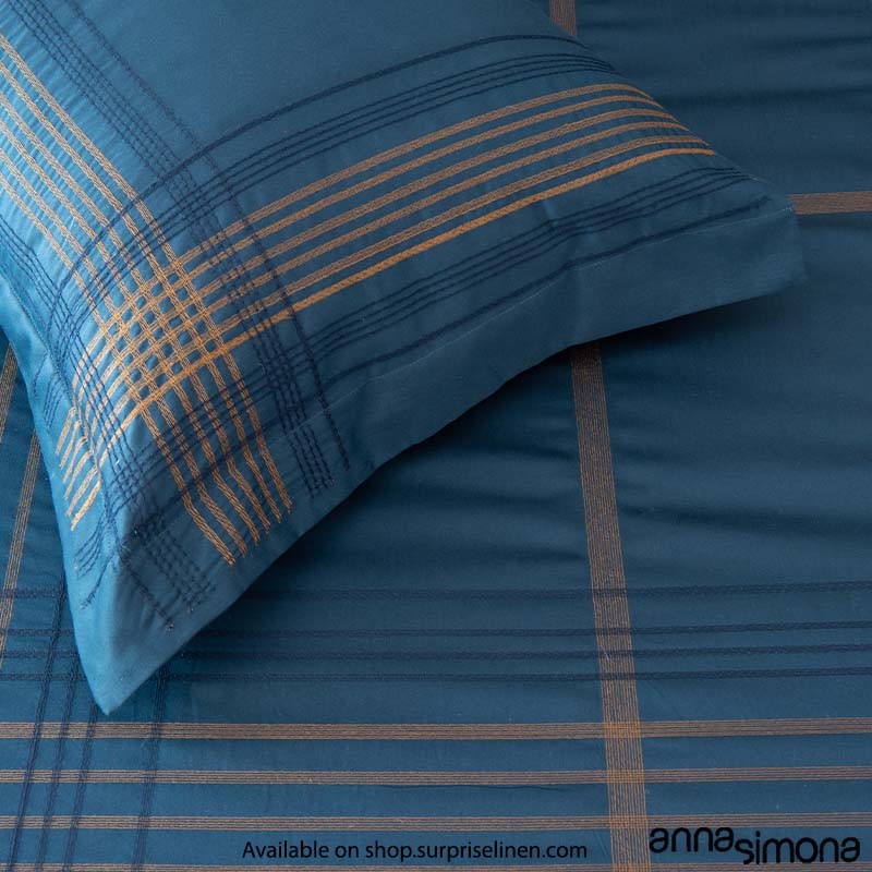 Anna Simona - Monte Carlo 4 Pcs Fine Cotton Satin Duvet  Ensemble (Navy Blue)