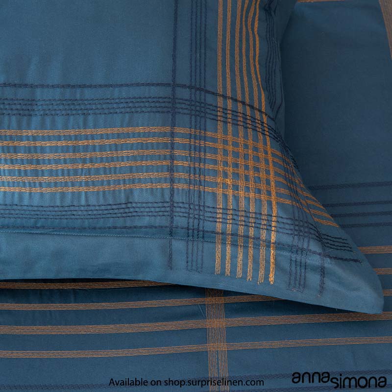 Anna Simona - Monte Carlo 4 Pcs Fine Cotton Satin Duvet  Ensemble (Navy Blue)