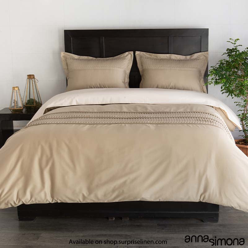 Anna Simona - Worli 4 Pcs Fine Cotton Satin Duvet Ensemble (Beige)