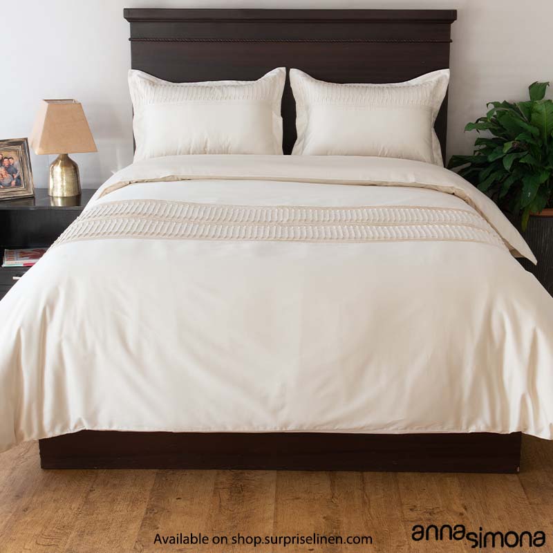 Anna Simona - Worli 4 Pcs Fine Cotton Satin Duvet Ensemble (Sesame)