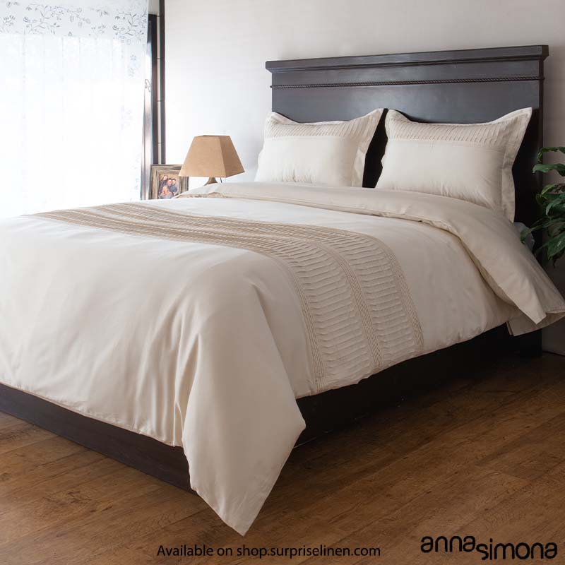 Anna Simona - Worli 4 Pcs Fine Cotton Satin Duvet Ensemble (Sesame)