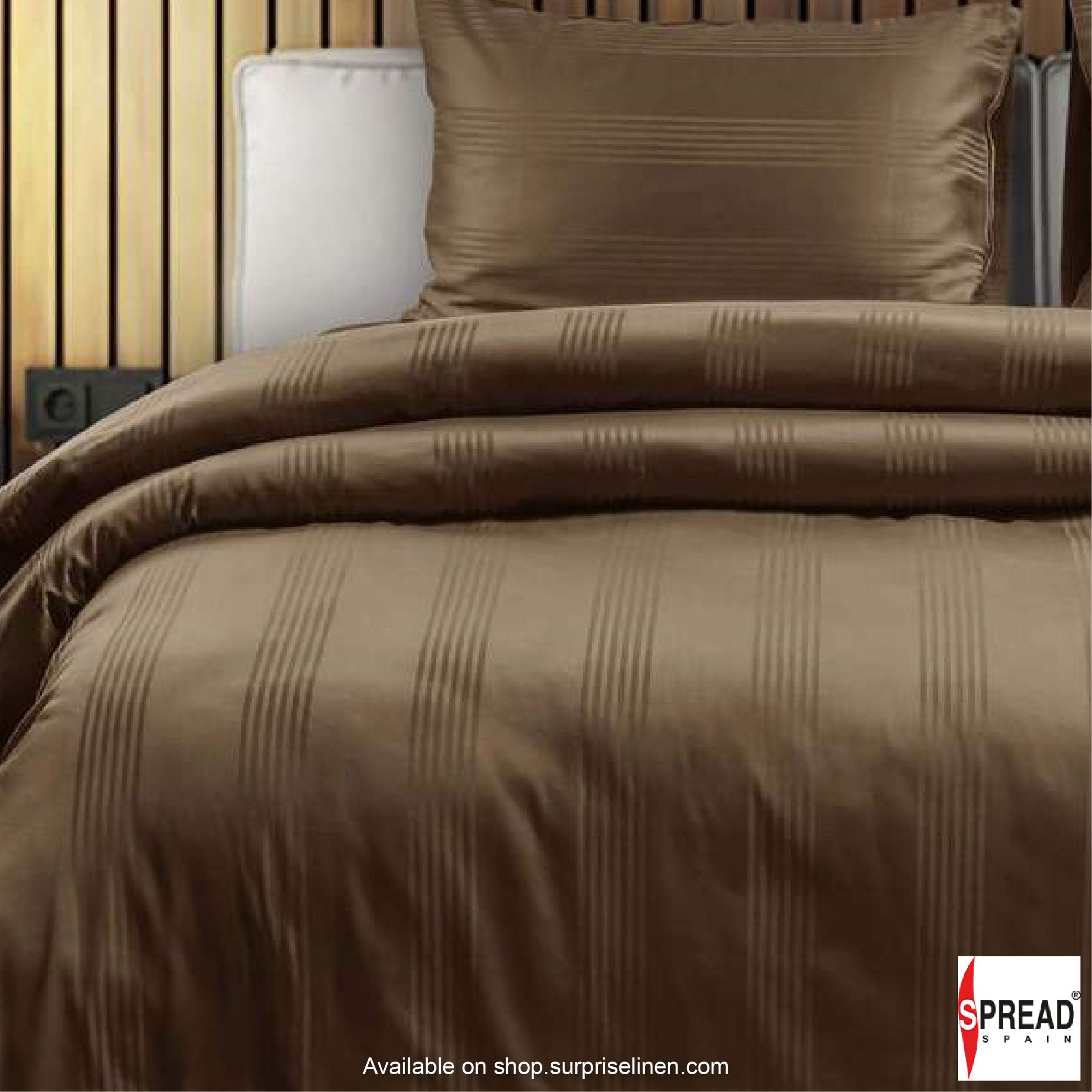 Spread Spain - Premium 450 Thread Count Cotton Barcode Collection Bedsheet Set (Brown)