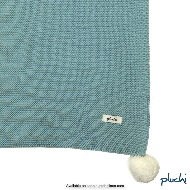 Pluchi - Bunny Cotton Knitted AC Baby Blanket (Blue)