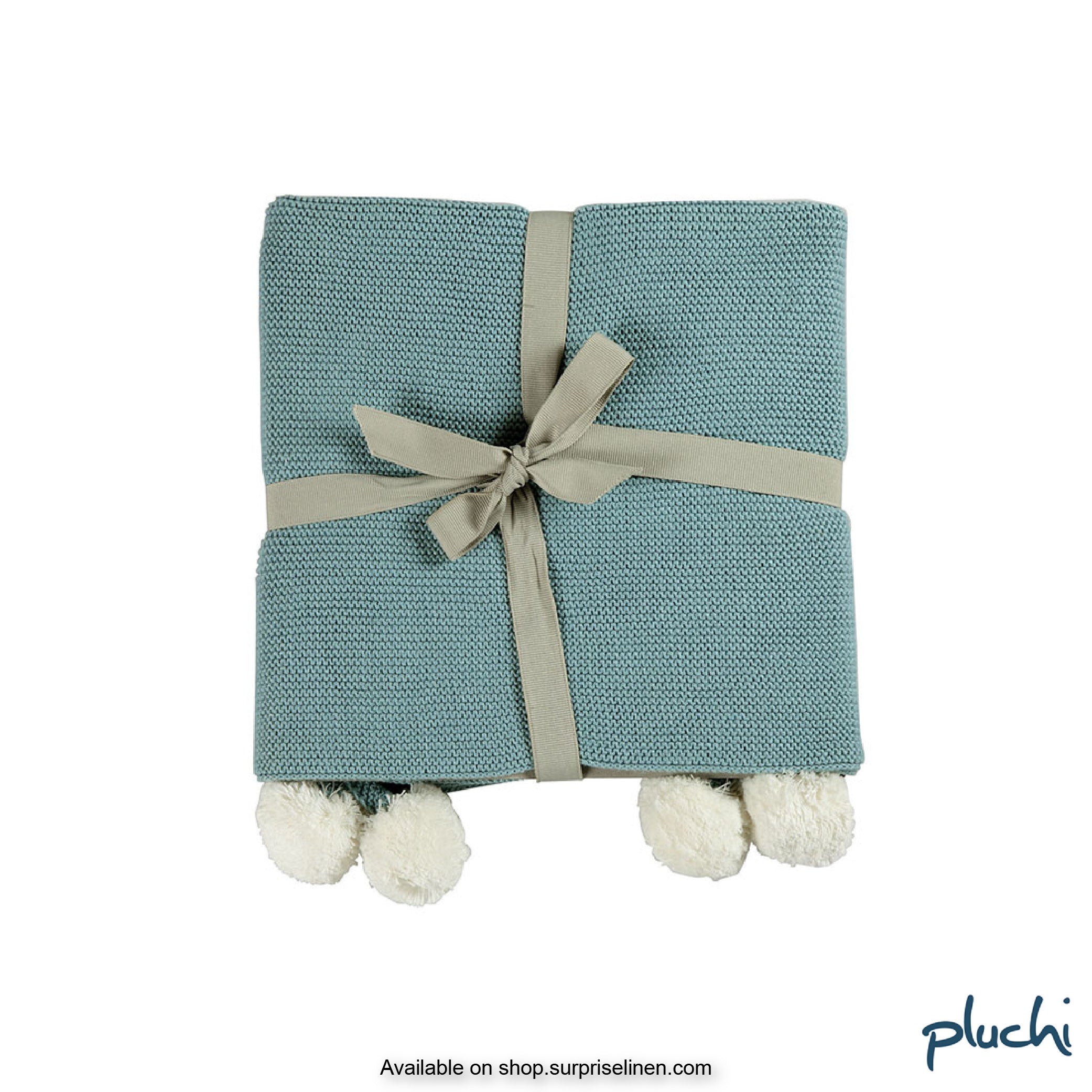 Pluchi - Bunny Cotton Knitted AC Baby Blanket (Blue)