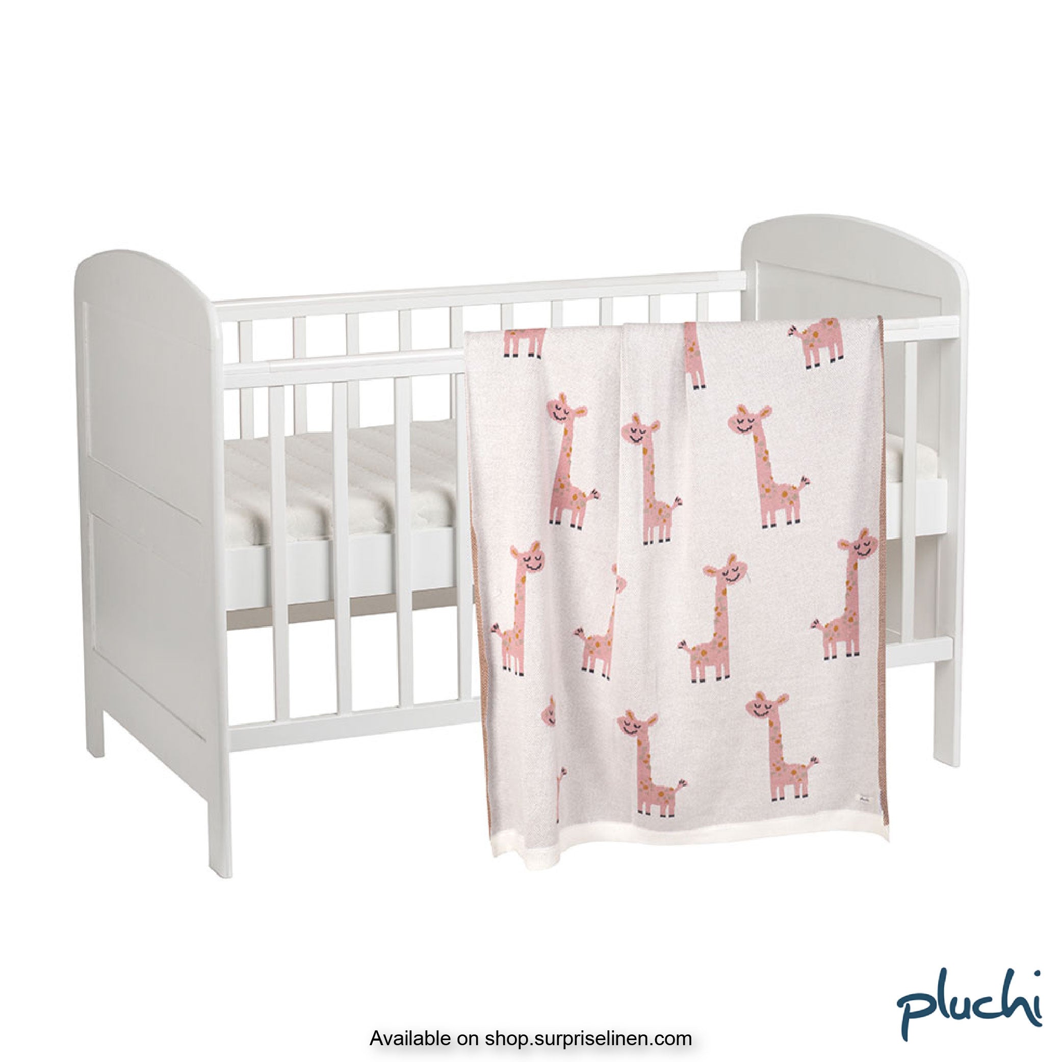 Pluchi - Charming Giraffes Cotton Knitted AC Baby Blanket (Taupe Pink)