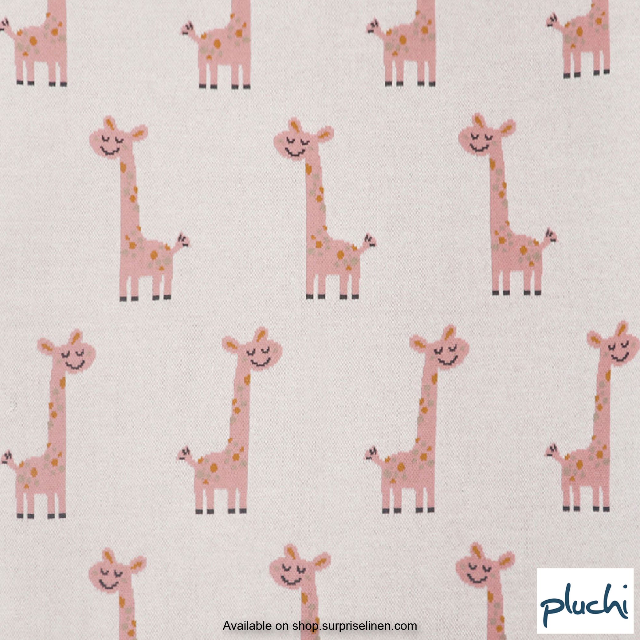 Pluchi - Charming Giraffes Cotton Knitted AC Baby Blanket (Taupe Pink)