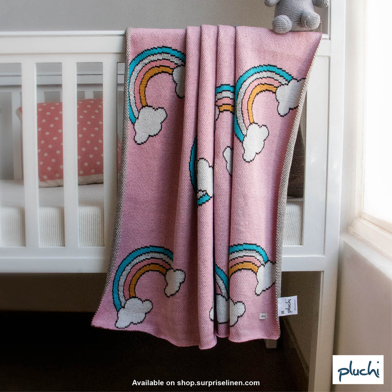 Pluchi - Rainbow All Season Cotton Knitted AC Blanket for Baby (Light Pink)